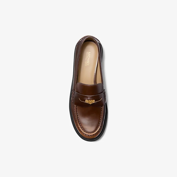Michael Kors Brown Leather Flats with Moccasin Toe - Picture 2 of 3